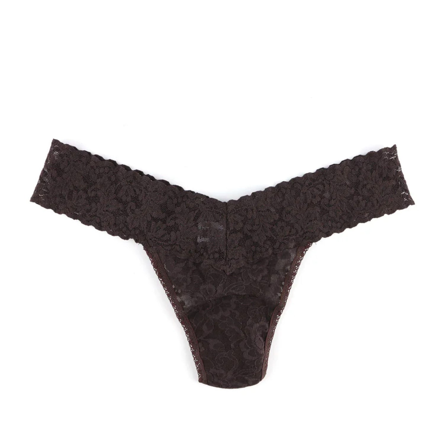 Hanky Panky Women's Low Rise Thong Underwear - Chocolate Noir Lace Panties for Everyday Comfort & Special Occasions