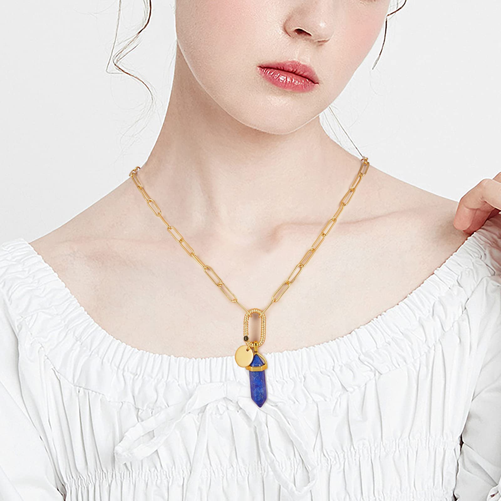 Ornaland Dainty Paperclip Chain Necklace for Women - Vintage Gold Pendant Link Jewelry, Elegant Layering Necklace for Daily Wear, Party & Gift Giving