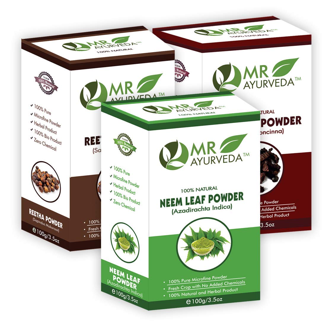 MR Ayurveda Shikakai Powder, Neem Powder & Reetha Powder - 100% Natural Hair Care Trio (3 x 100g) for Hair Growth, Dandruff Treatment & Scalp Health | Perfect for DIY Shampoo, Hair Masks & Ayurvedic Hair Care Routines