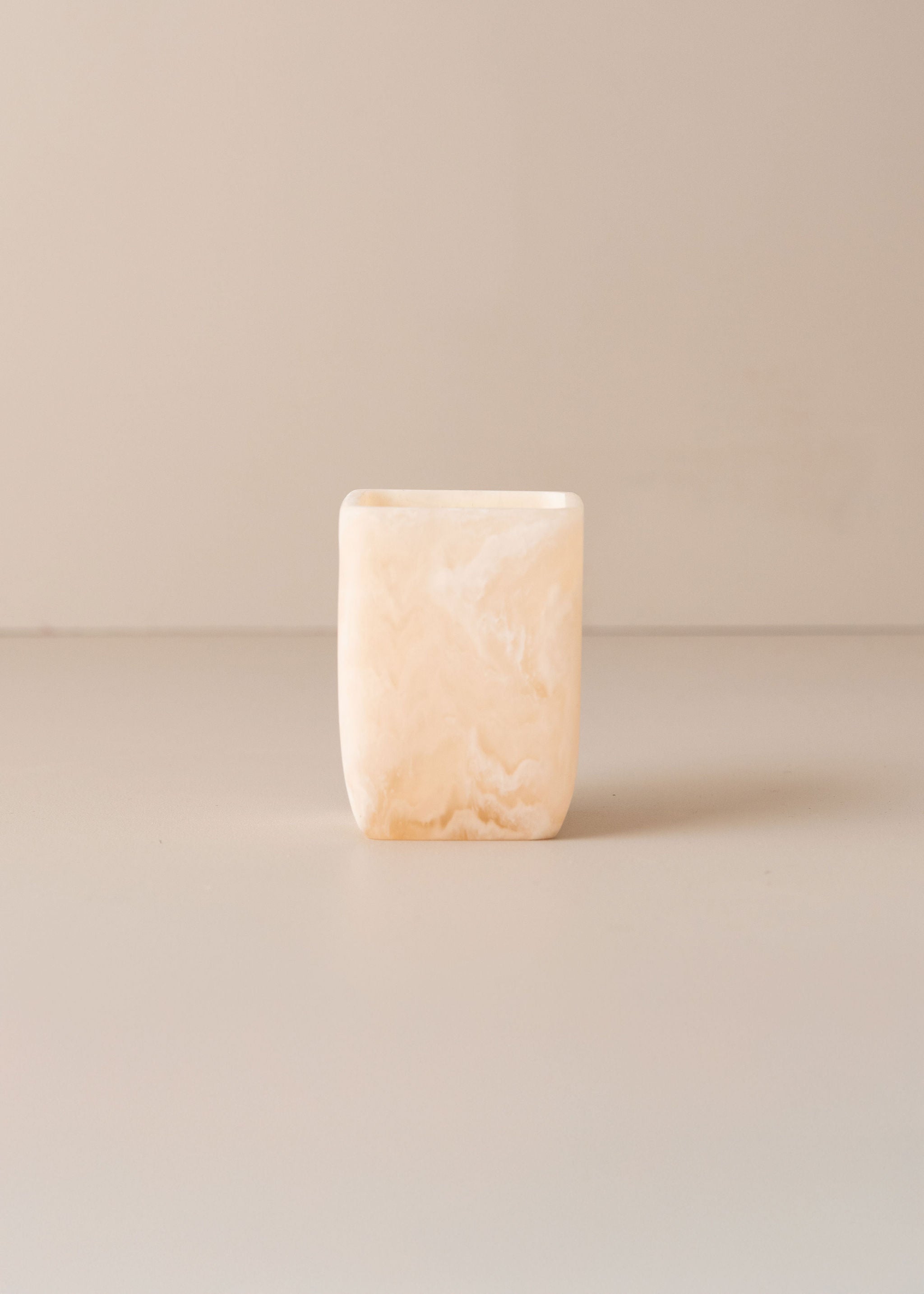 Flow Resin Toothbrush Holder - Modern Bathroom Organizer with Non-Slip Base | Peach Blush | Perfect for Small Spaces, Vanity Countertops & Travel