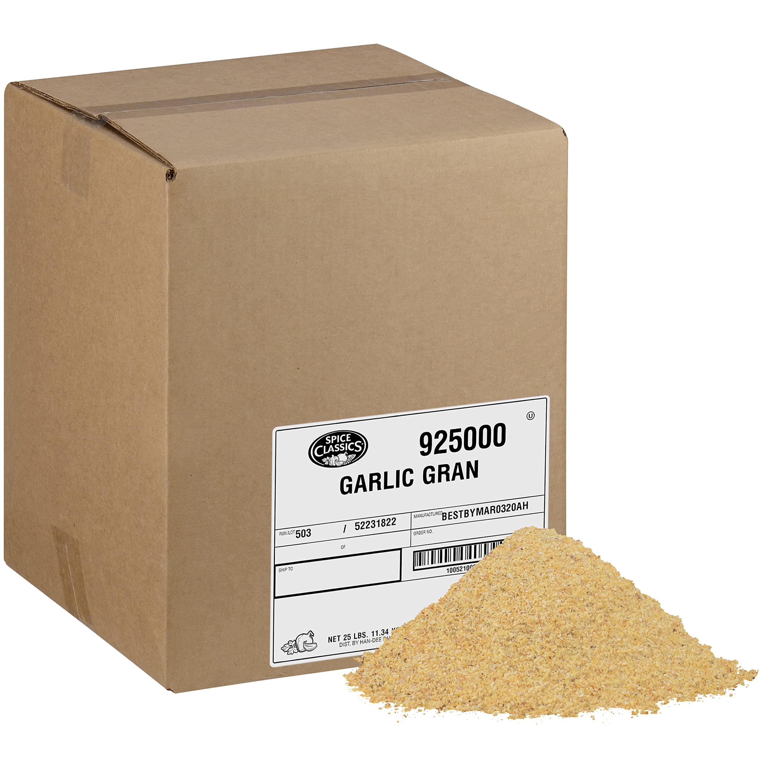 Spice Classics Granulated Garlic Powder - 25 lb Bulk (25 Pound Box) | Ideal for Grilled Meats, Vegetables, Salads & Seasoning | Perfect for Restaurants, Catering & Home Cooking