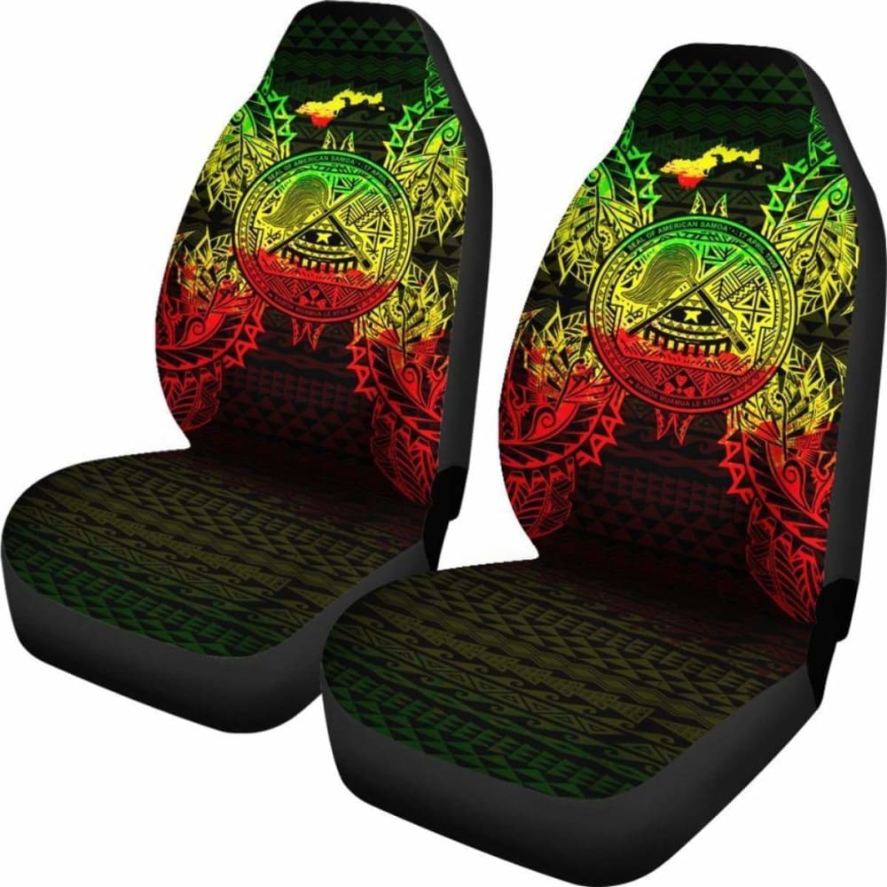 American Samoa Polynesia Car Seat Cover with Map Reggae Design 105905 - Durable & Stylish for Cars, Trucks, SUVs - Perfect for Travel & Island-Themed Decor