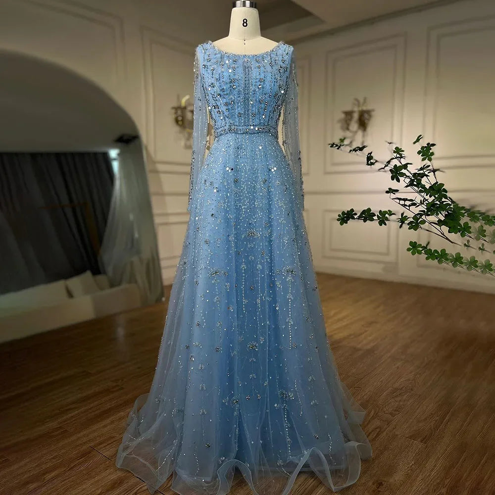 Luxury Dubai Arabic Designer Beaded A-Line Evening Gown for Women - Elegant Nude Wedding & Party Dress LA72088 | Perfect for Formal Events, Galas & Special Occasions