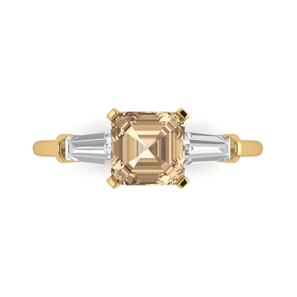 1.62ct Emerald Cut Yellow Moissanite Ring - 18k Gold for Engagement & Wedding