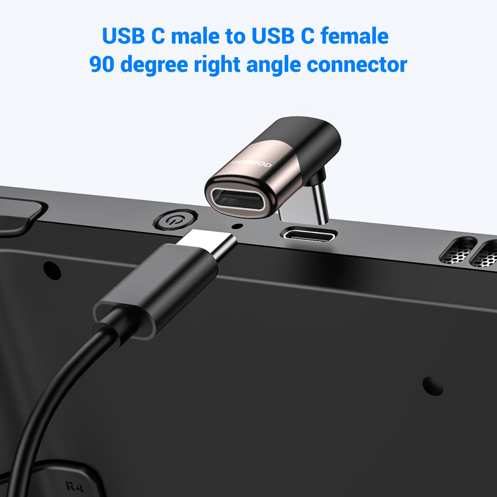 90 Degree Right Angle USB C Male to Female Adapter - 6 Pack - Compatible with MacBook Pro, iPad Pro, Nintendo Switch & Steam Deck - Perfect for Tight Spaces & Cable Management