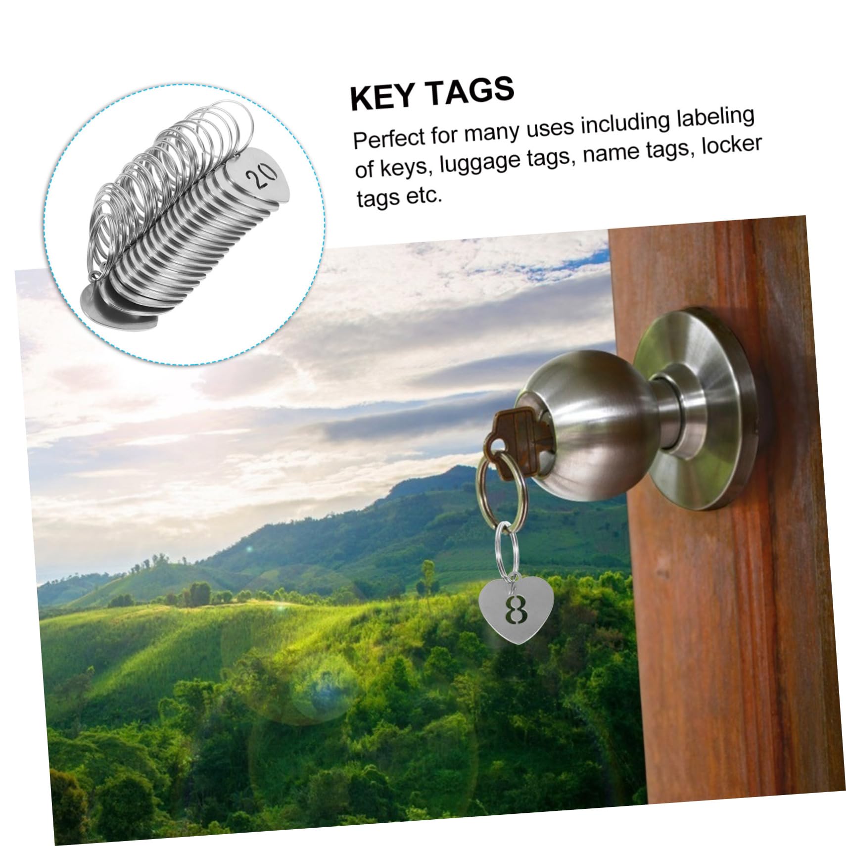 20Pcs Metal Numbered Key Tags - Durable Luggage ID Labels, Hotel Key Rings & Keychain Accessories for Travel, Events & Organization | Lightweight & Corrosion-Resistant