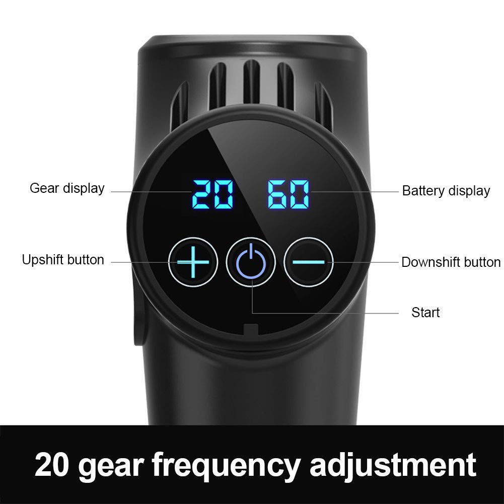 CHAW Deep Tissue Massage Gun - Electric Percussion Muscle Massager with 4 Attachments, 20 Speed Levels & LED Display for Pain Relief, Muscle Recovery - Perfect for Athletes, Gym Workouts & Post-Exercise Therapy (Silver)