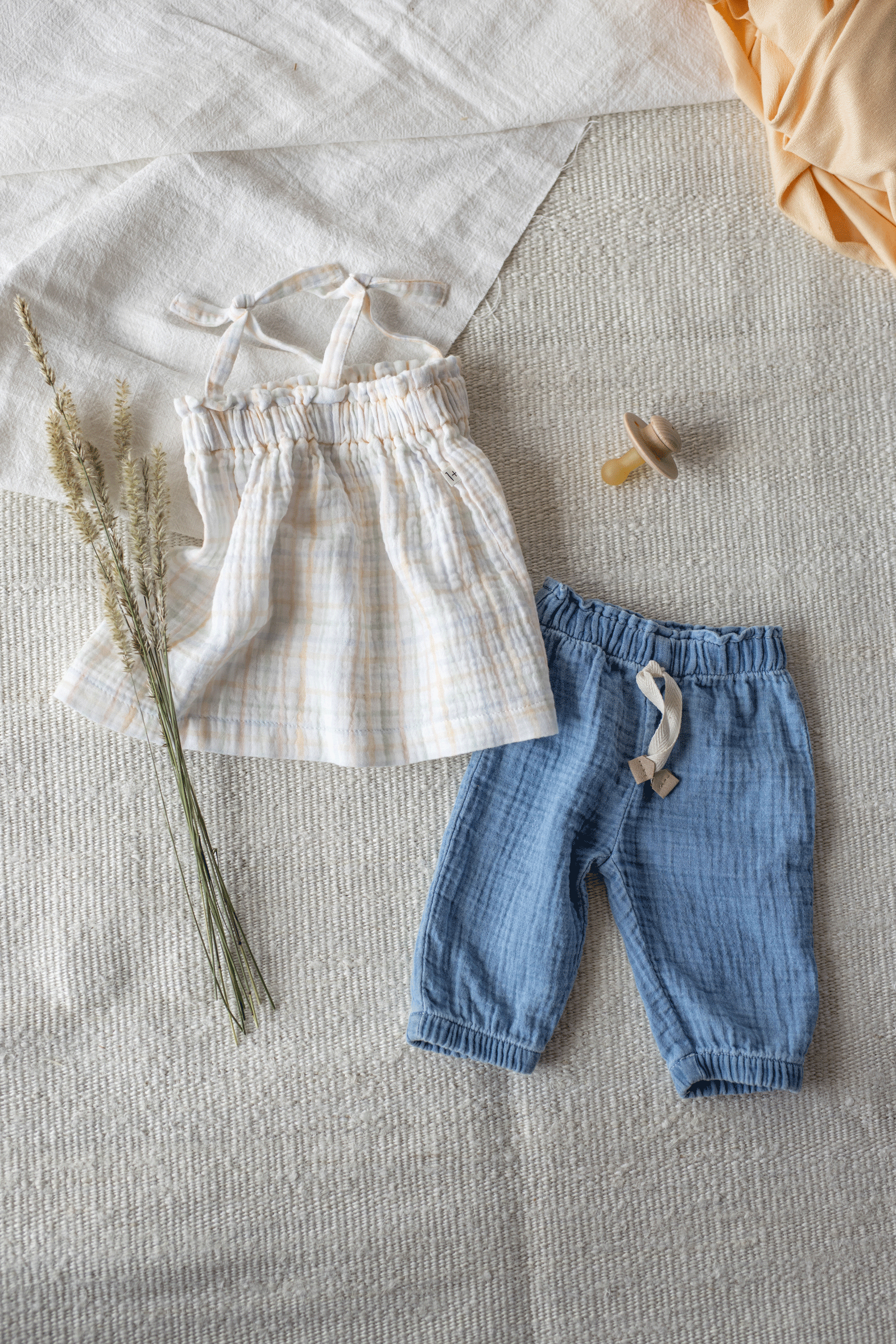 1+ in the Family Women's Chambray Muslin Loretta Trousers - Comfortable Casual Pants for Work, Travel & Everyday Wear
