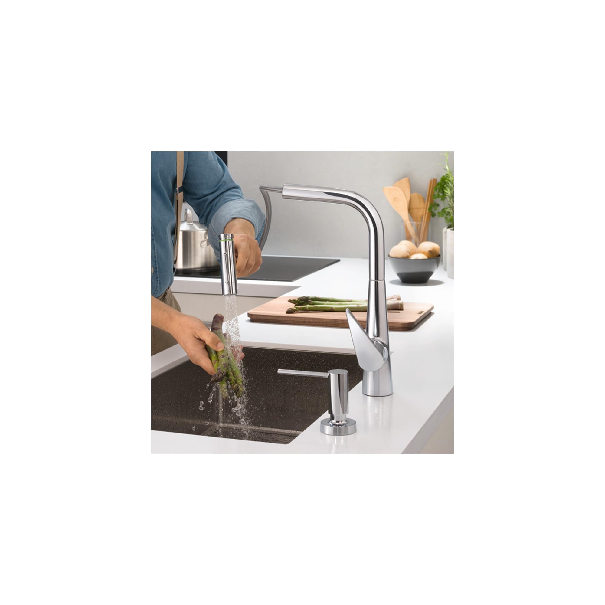 Hansgrohe Talis Select S Chrome Single-Handle Pull-Out Sprayer Kitchen Faucet - Modern Chrome Finish for Easy Cleaning & Food Prep (Model 72823001) | Perfect for Home Kitchens, Restaurants & RV Sinks