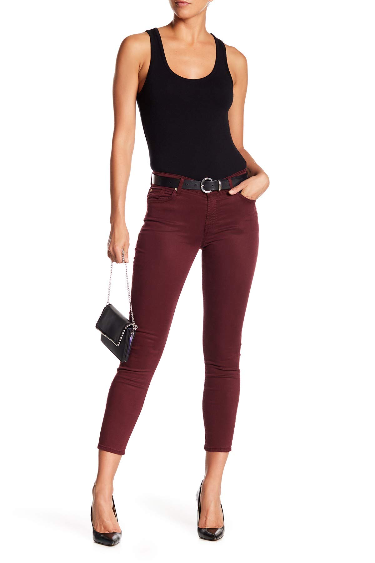 7 For All Mankind Women's Gwenevere Skinny Ankle Crop Jeans in Boysenberry - Size 25 | High Waist Stretch Denim Pants for Casual Wear, Office & Night Out