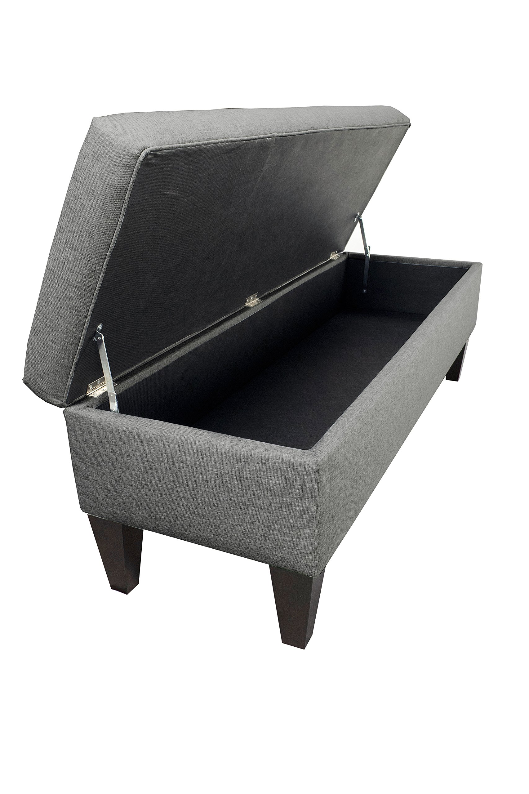 MJL Furniture Designs Brooke Collection Diamond Tufted Upholstered Long Bedroom Storage Bench with Lift Top, Sandy Series, Gray - Perfect for Bedroom Seating, Entryway Decor, and Extra Storage Space