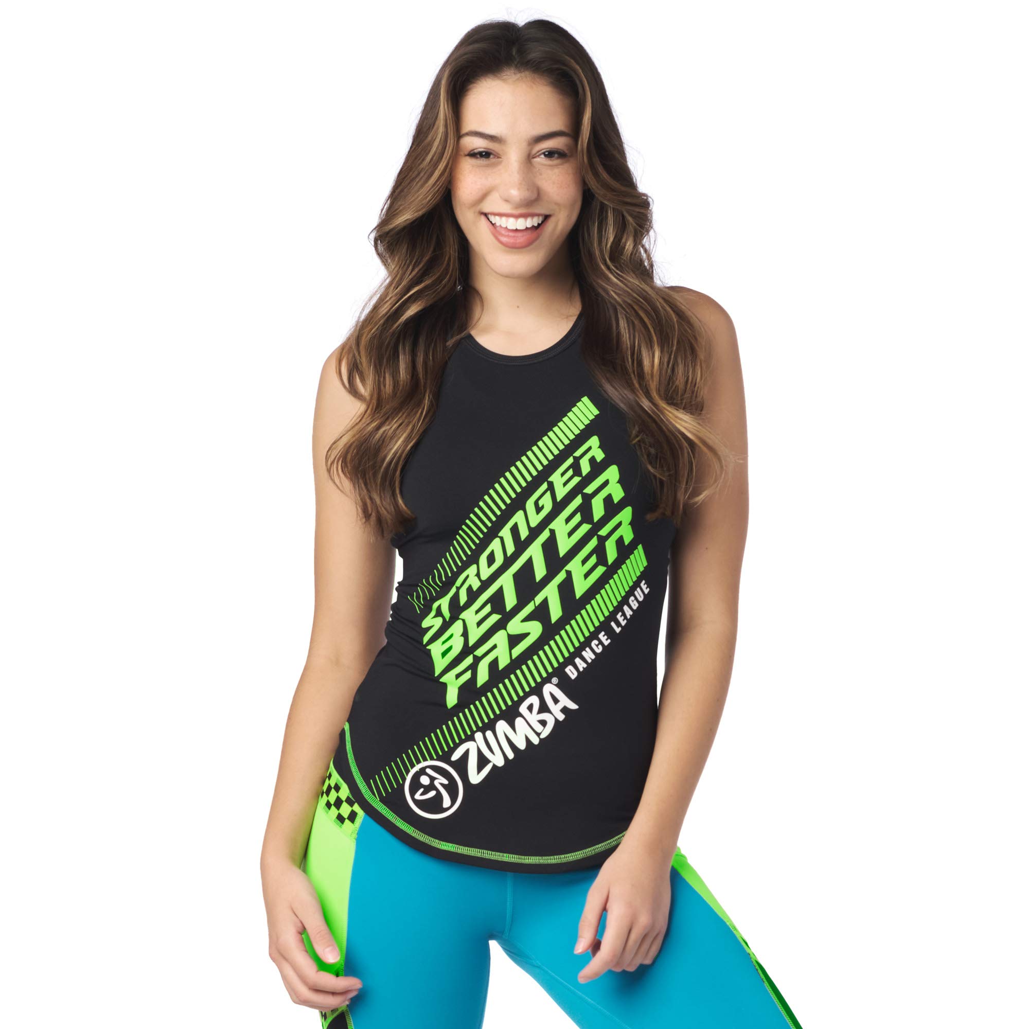 ZUMBA Workout High Neck Tank Top - Women's Graphic Dance Fitness Activewear for Yoga, Gym & Dance Classes | Moisture-Wicking & Breathable