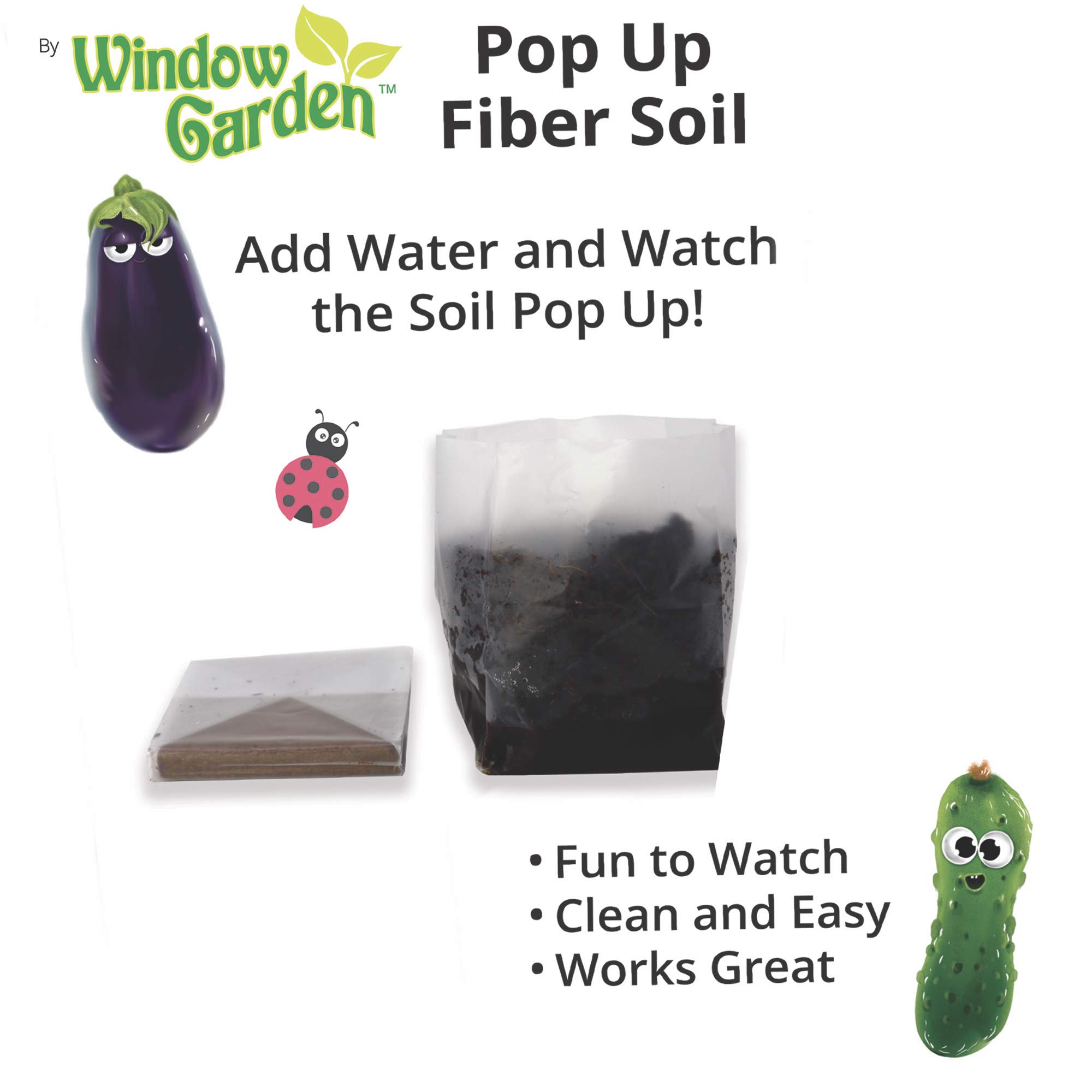 Window Garden Sow Much Fun Kids Seed Starting Kit - 3 Self-Watering Planters with Soil, Broccoli Seeds & Puffy Stickers | Easy No-Mess Vegetable Growing Kit for Children | Perfect for Indoor Gardening, STEM Learning & Family Bonding Activities