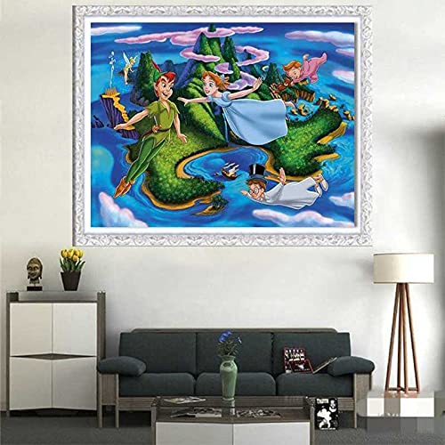 BETTER SELECTION DIY 5D Diamond Painting Kit for Adults - Peter Pan & Wendy Flying Over The Sea Full Drill Diamond Art, Cross Stitch Embroidery Craft Supplies for Home Wall Decor, Gift, Relaxation & Stress Relief
