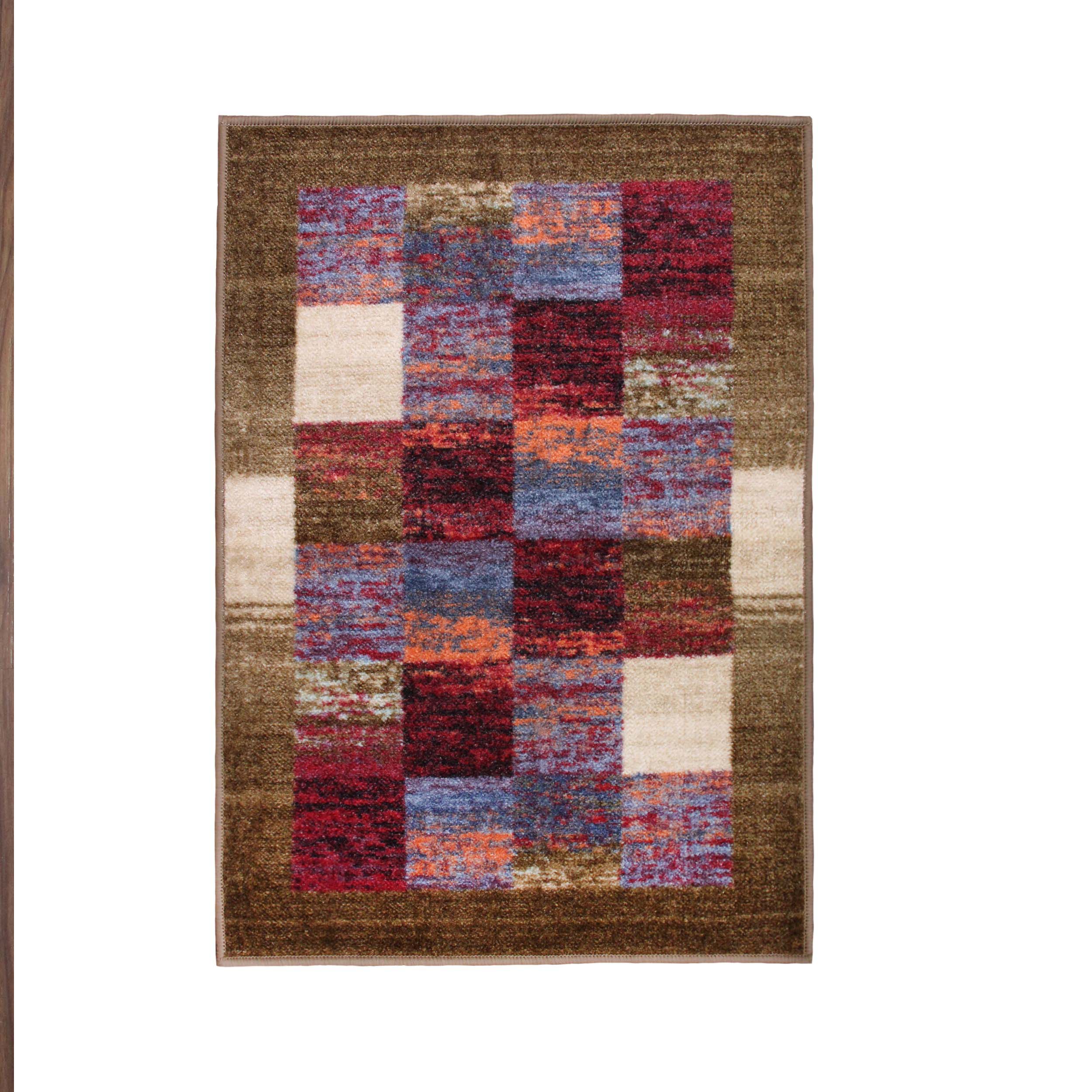 Lockwood Color Block Non-Slip Washable Indoor Area Rug or Runner - Perfect for Living Room, Bedroom, Entryway & High Traffic Areas