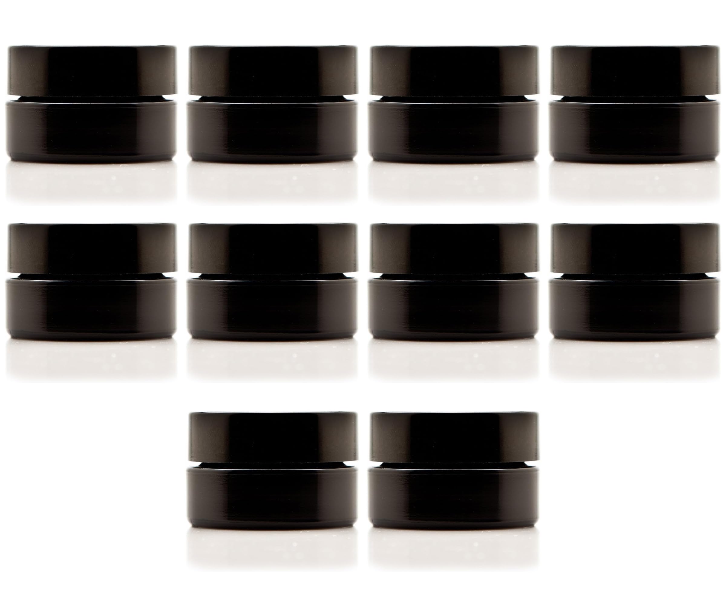 10-Pack 100ml (3.3oz) Black UV-Protected Glass Cosmetic Jars with Screw Top Lids - Refillable Travel Bottles for DIY Beauty Products, Creams, Ointments & Samples | Perfect for Skincare, Makeup Storage & Travel Essentials