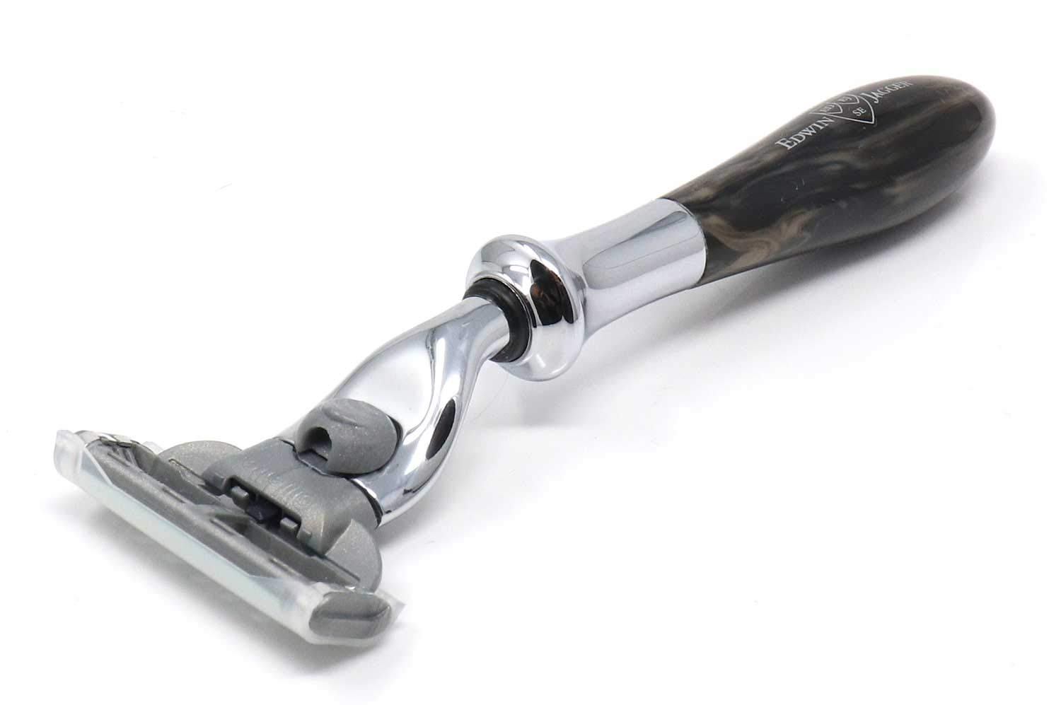 Edwin Jagger Plaza Black Marble Handle for Gillette Mach3 Razor Cartridge - Premium Shaving Accessory for Men's Grooming & Travel
