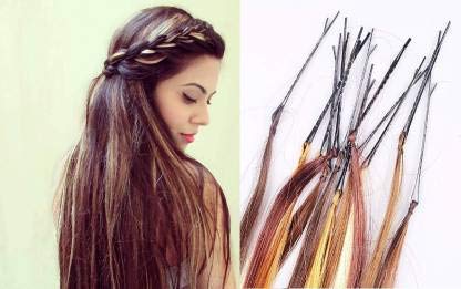 DEXO Clip-In Hair Extensions with Highlights - 12-Piece Colored Hair Streaks for Women & Girls | Perfect for Parties, Cosplay & Everyday Styling