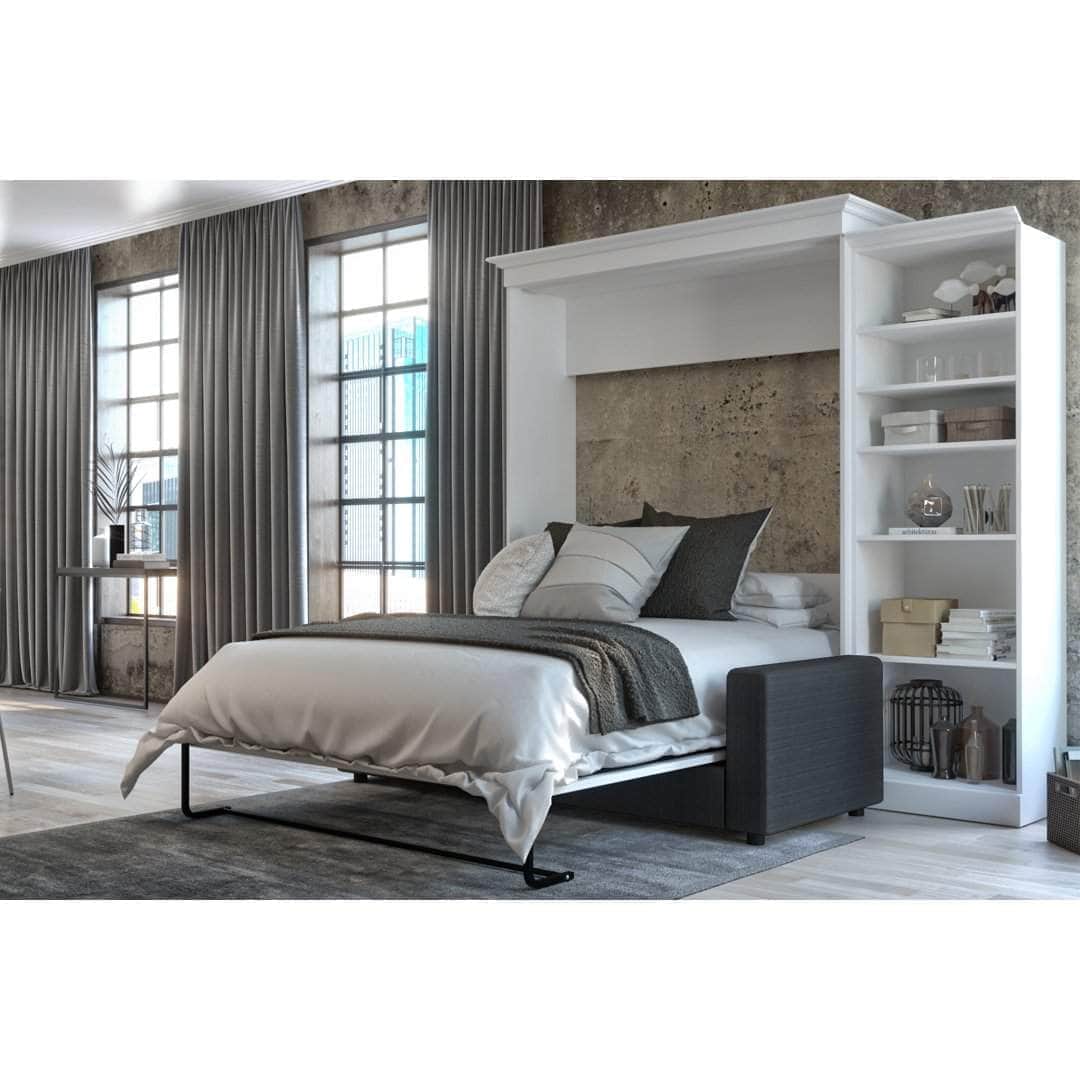 Versatile White Queen Murphy Wall Bed with Storage & Sofa - Space-Saving Solution for Small Apartments, Guest Rooms & Home Offices