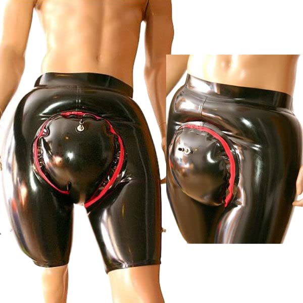 Inflatable Latex Rubber Men's Boxer Shorts - Double Layer Fashion Underwear for Comfort & Style - Perfect for Cosplay, Fetish Wear, and Role-Playing Scenes