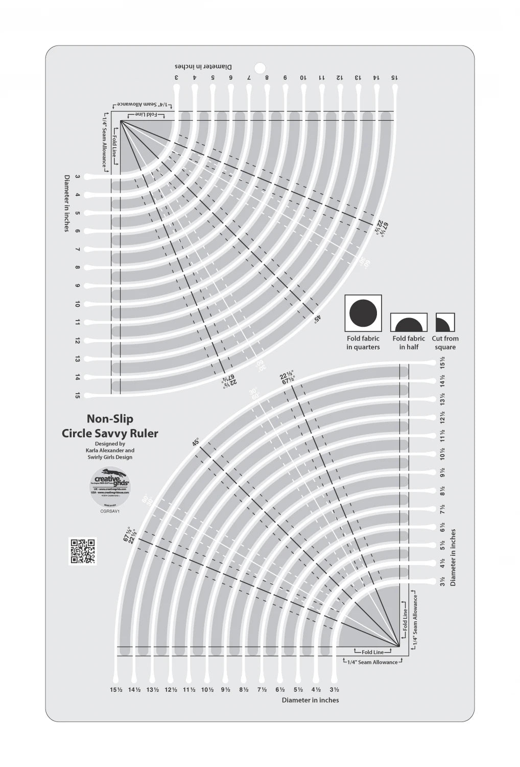 Creative Grid Circle Savvy Quilting Ruler 11.75