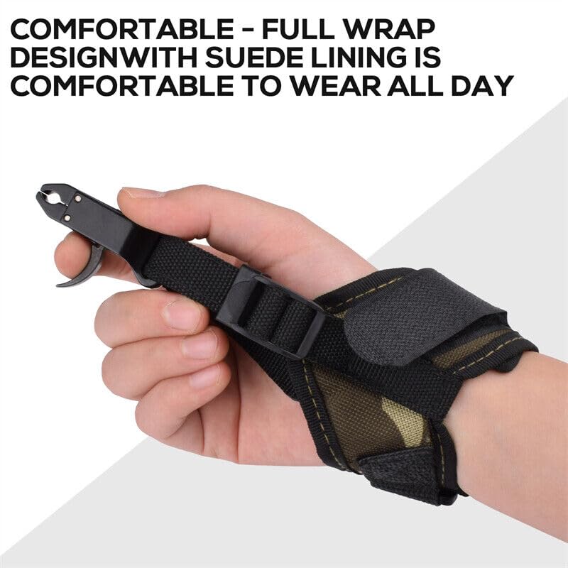 Premium Adjustable Compound Bow Release Aid for Adults - Right & Left Hand Compatible with Camouflage Wrist Strap (1-Pack) - Perfect for Target Practice, Hunting & Archery Training