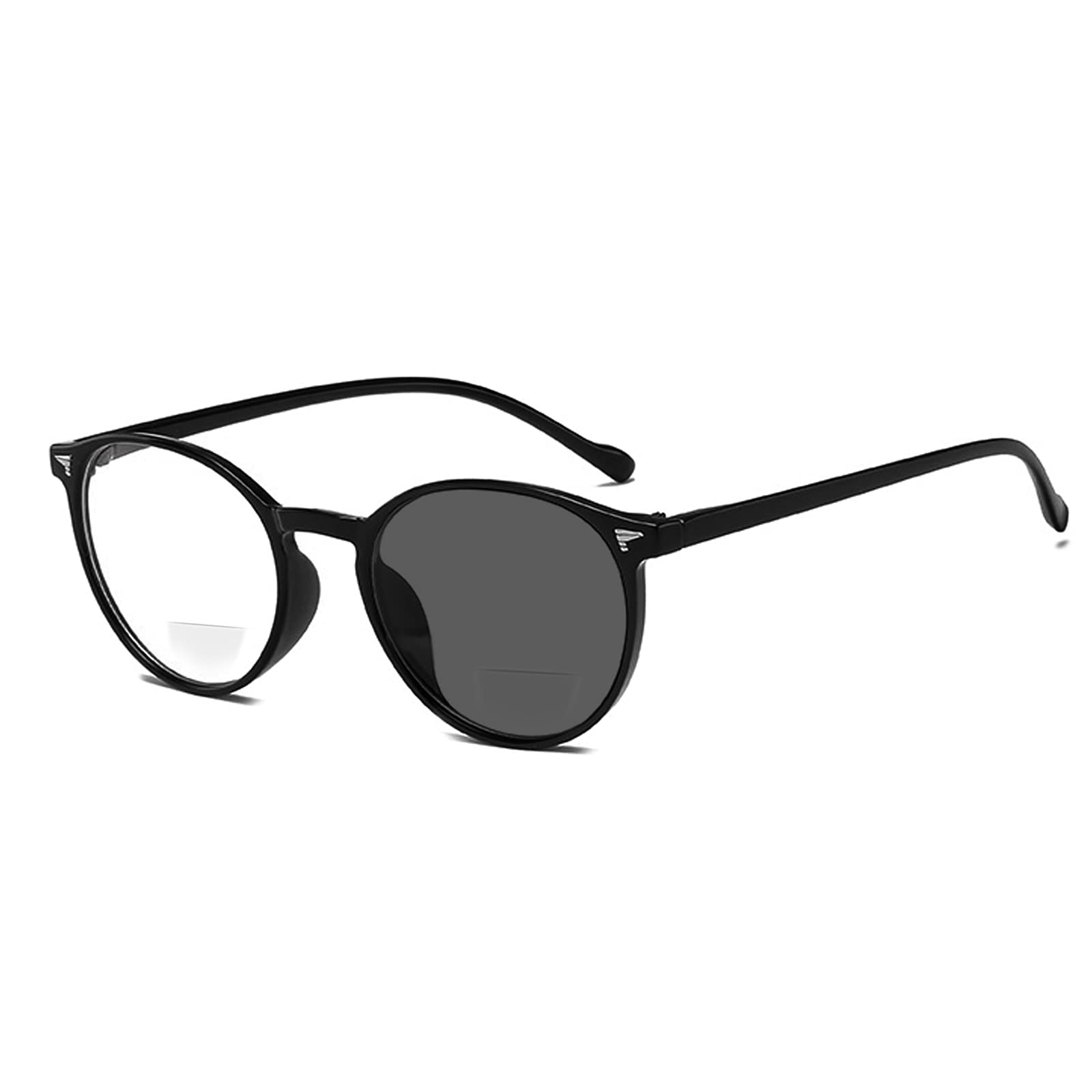 Round Photochromic Gray Bifocal Reading Glasses for Women & Men - Transition Lenses for Indoor/Outdoor Use - Perfect for Reading, Driving & Outdoor Activities