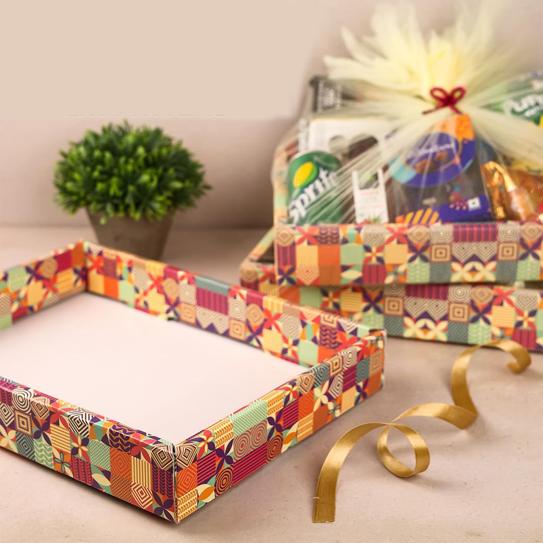 Birch & Co. Gift Box Set - 4 Pack Multicolor Decorative Folding Paper Gift Boxes with Ribbons & Nets | Elegant Birthday Gift Packaging for Women | Perfect for DIY Gift Wrapping, Party Favors & Special Occasions