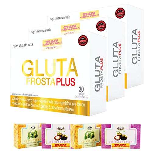 Gluta Frosta Plus 30 Capsules - Skin Whitening & Anti-Aging Supplement for Glowing Youthful Skin (Pack of 3) | DHL Express | Free Tomato Facial Mask Included | Perfect for Daily Beauty Routine & Skin Care Regimen