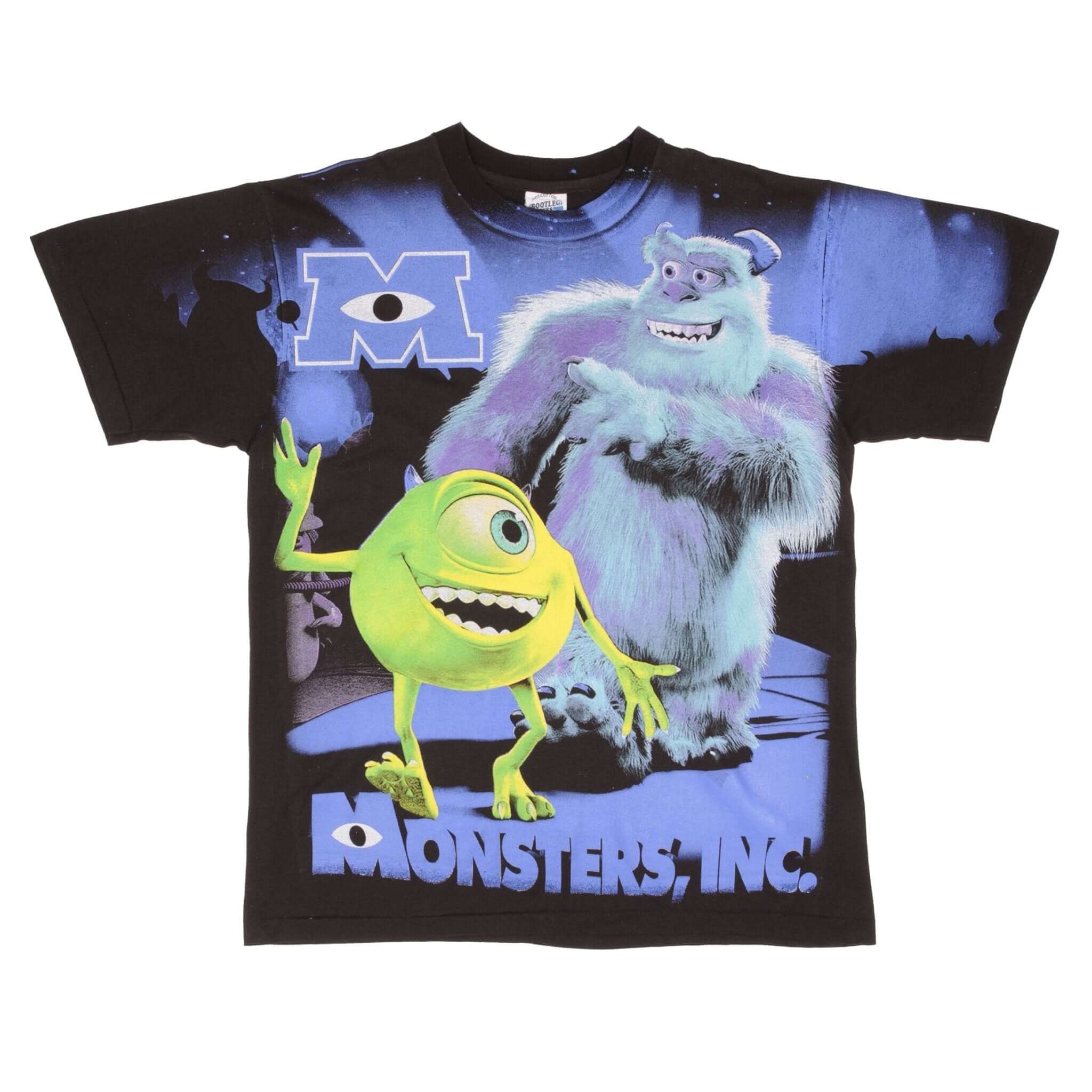 Monster Inc Mike & Sully Bootleg All Over Print Tee Shirt - XL Size | Disney Pixar Movie Fan Gift, Casual Wear & Cosplay Costume