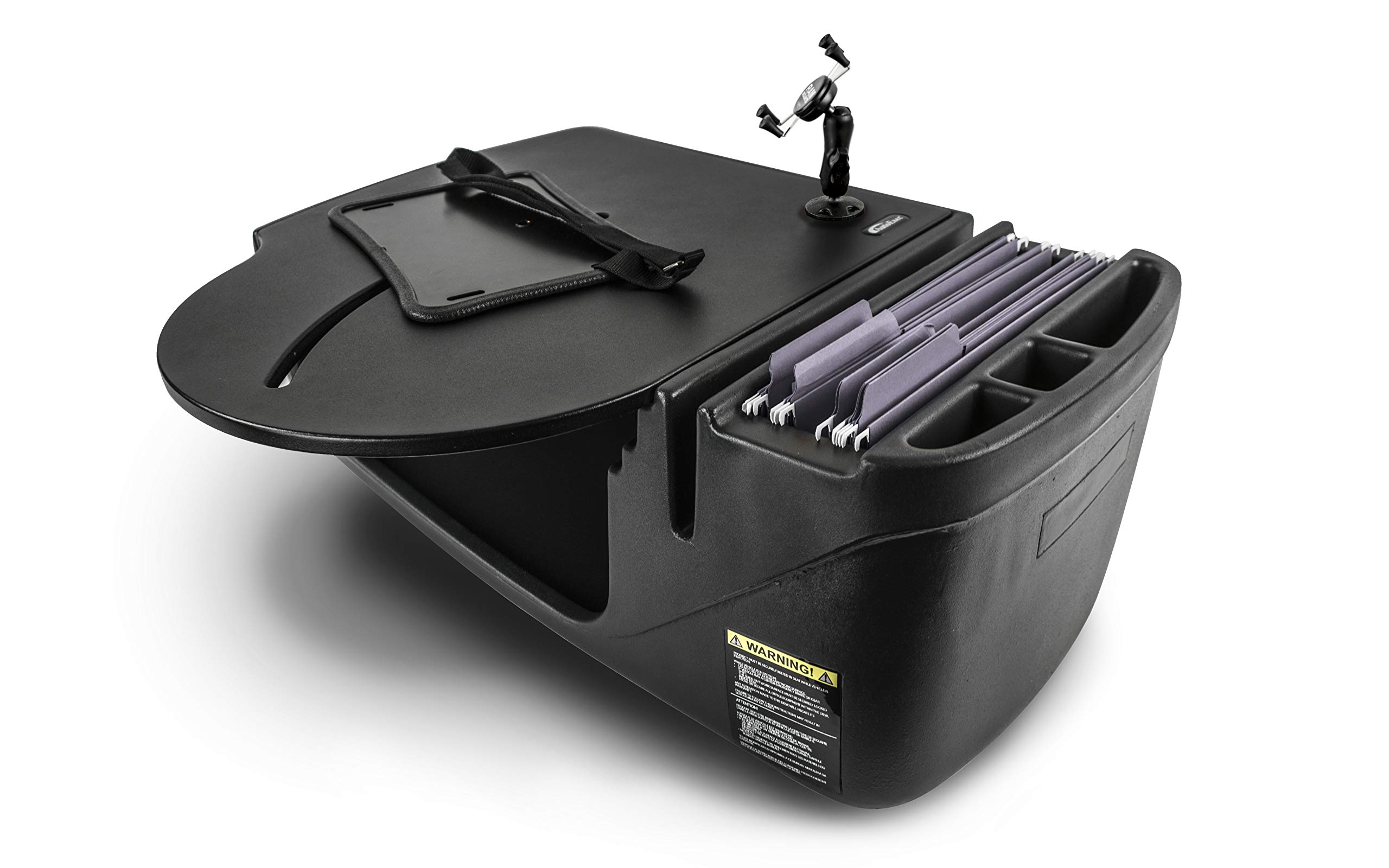 AutoExec AUE34000 RoadMaster Car Desk - Black Finish with Adjustable Phone Mount for Laptops & Work on the Go | Perfect for Remote Work, Business Travel & Road Trips