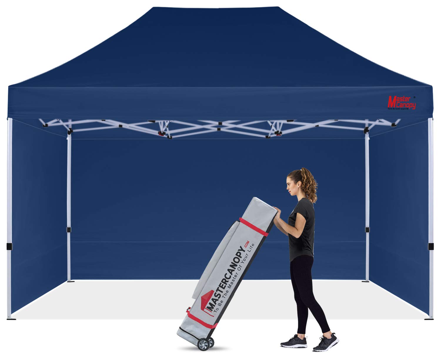MASTERCANOPY Heavy Duty 10x15 Pop-Up Canopy Tent with Sidewalls - Navy Blue Waterproof Outdoor Shelter for Camping, Beach, Picnics & Events