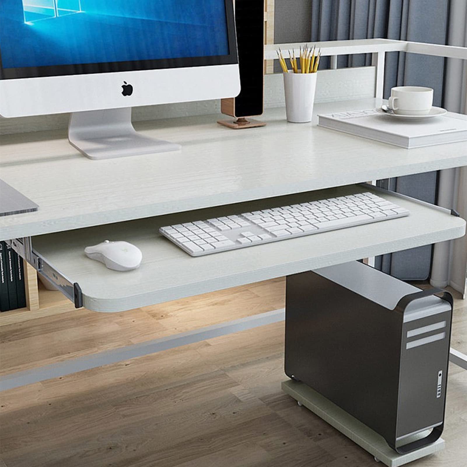 Ergonomic Under Desk Keyboard Tray - Adjustable Height (54/60/70x27cm) Pull-Out Retractable Mouse Platform for Office & Home Workspace - Perfect for Computer Desks, Gaming Setups and Standing Workstations