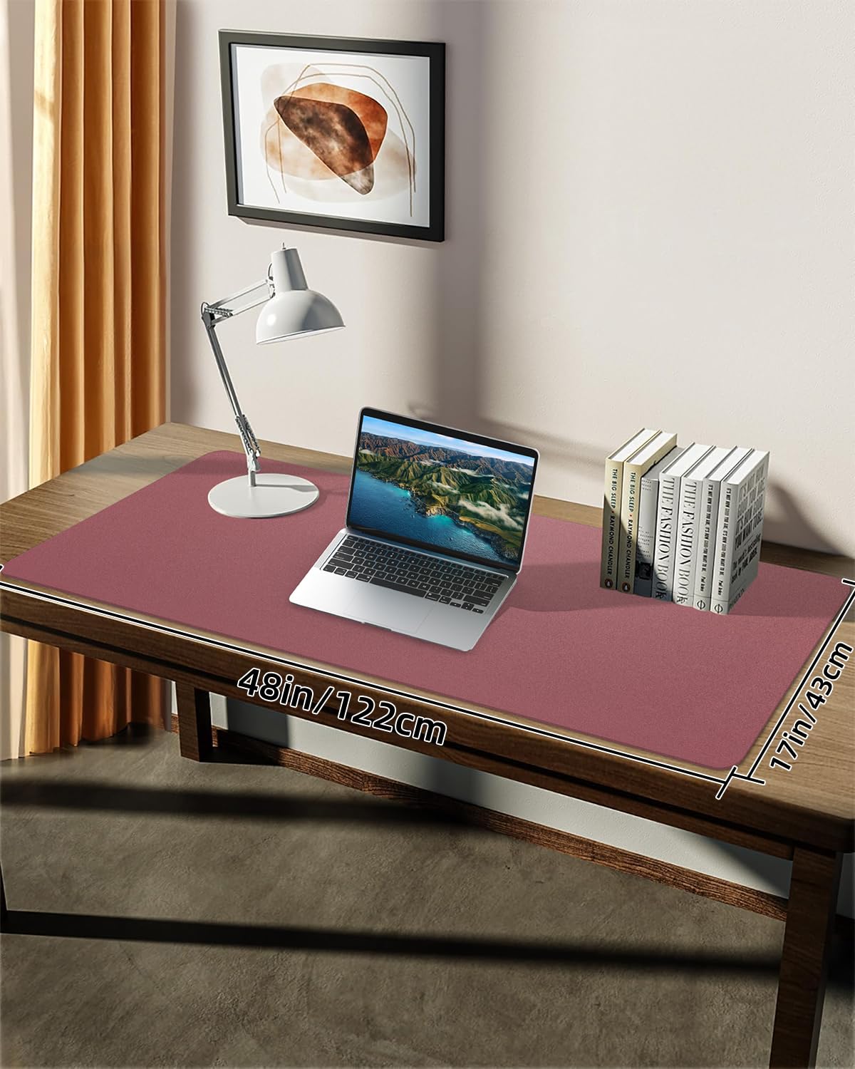 Premium PU Leather Desk Pad Protector - Non-Slip Large Desk Mat for Keyboard & Mouse - Office & Home Workspace Organizer (Rose Purple, 48