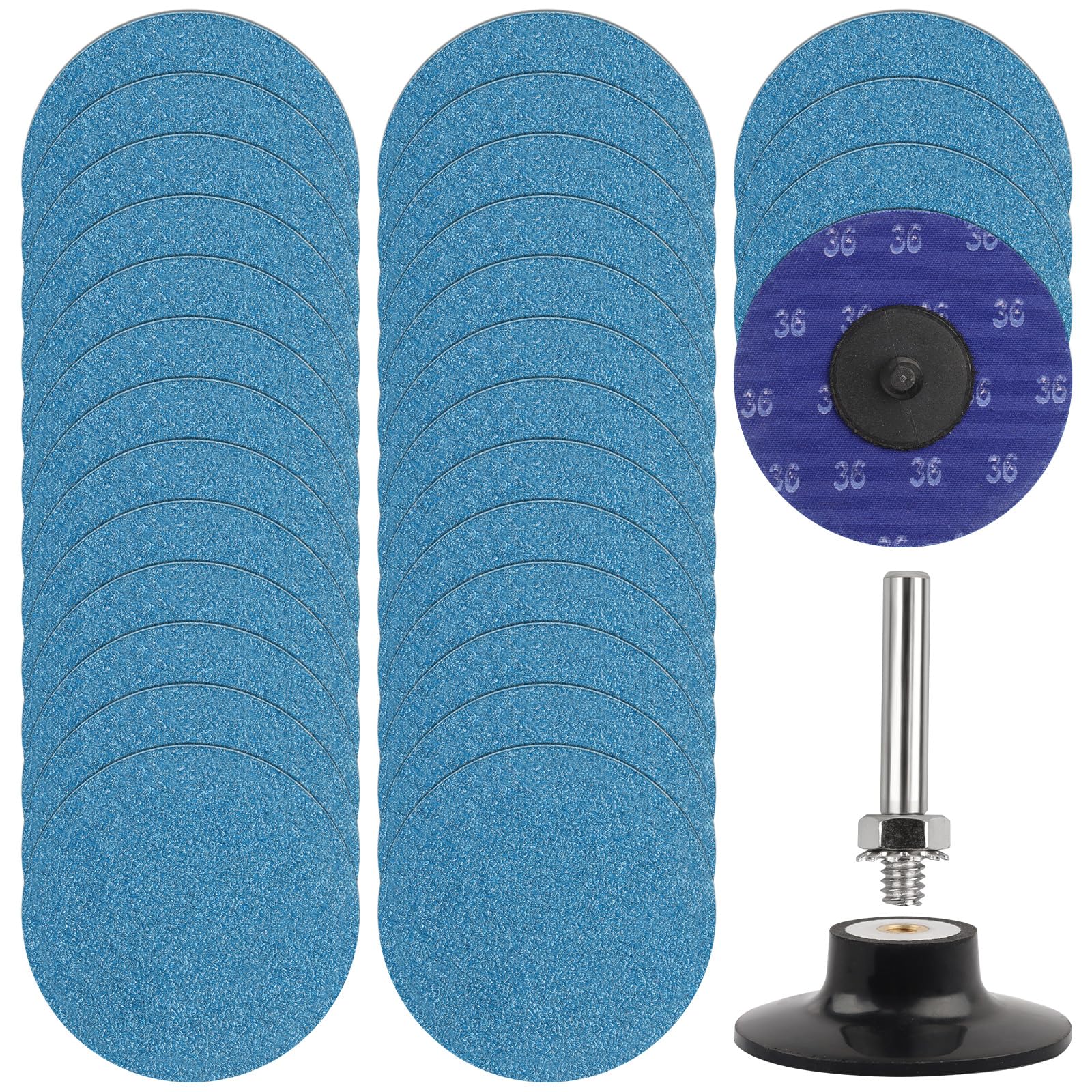 3 Inch 36 Grit Sanding Discs Set - 30PCS R-Type Roll Lock Quick Change Discs with 1/4