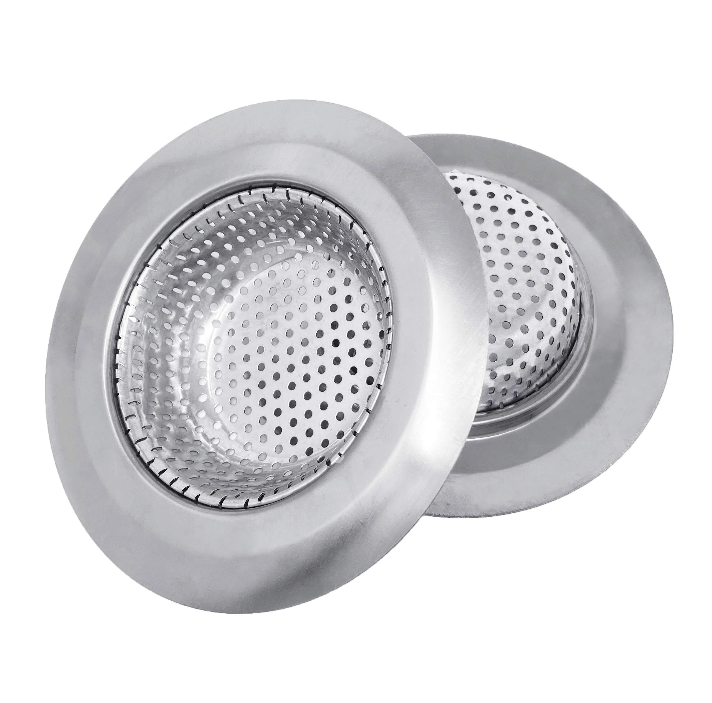 2 Pack Stainless Steel Sink Drain Strainer - 4.5 Inch Kitchen Sink Basket with Fine Mesh for Dishes & Garbage Disposal | Wide Rim Prevents Clogs | Perfect for Kitchen, Bathroom & RV Use
