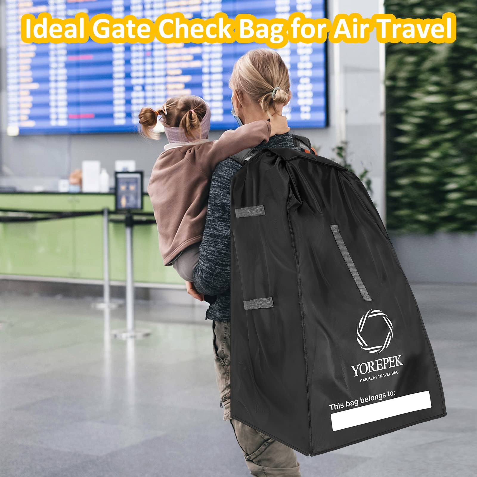 YOREPEK Universal Car Seat Travel Bag Backpack - Fits Convertible, Booster & Infant Car Seats - Airplane Gate Check Bag for Baby Travel - Durable Car Seat Cover for Air Travel & Road Trips (Perfect for Family Vacations & Airport Transfers)
