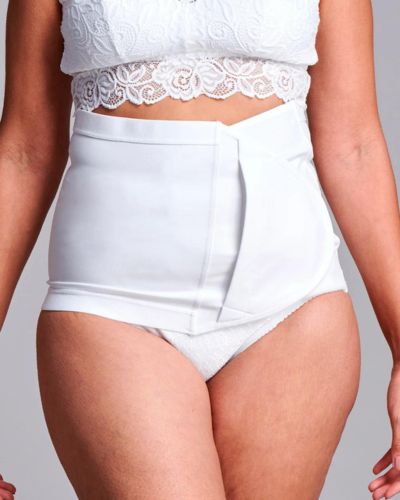 Unisex Anti Roll Wraparound Ostomy Hernia Support Belt - 26cm/10inch, X-Small, White, No Opening - Ideal for Post-Surgery Recovery & Daily Comfort
