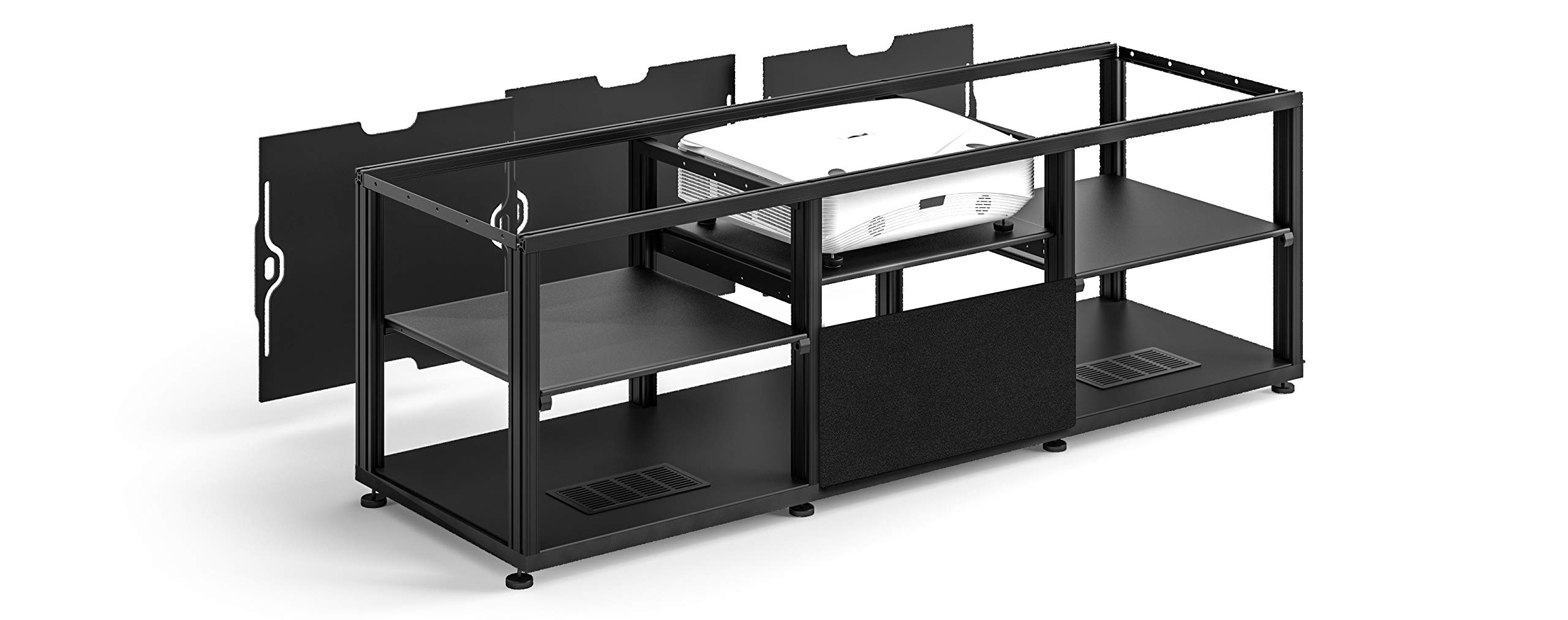 Vivitek 763 765 768 Projector Cabinet - Salamander Chameleon Chicago 237 UST Projector Stand with Black Oak Finish for Home Theater & Media Room Setup