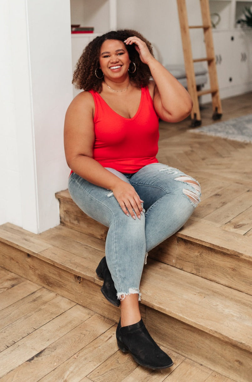 Stay Easy Tank Top in Cherry Red - Soft & Comfortable Women's Casual Shirt for Everyday Wear, Lounge, and Summer Outfits