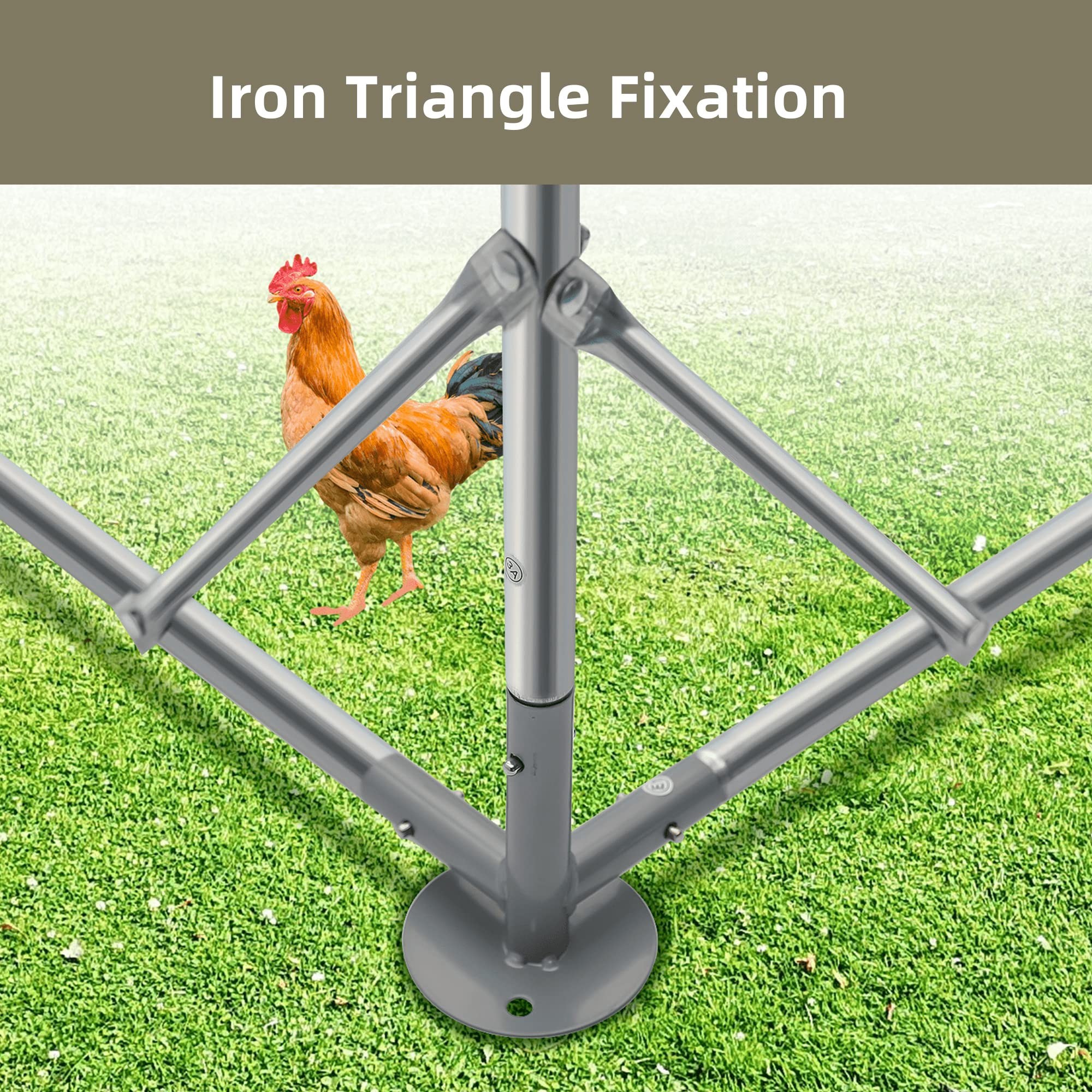 Premium Outdoor Metal Chicken Coop with Run - 19.6'x9.8'x6.4' Walk-in Poultry Cage, Spire-Shaped Design, Waterproof & UV-Resistant Cover - Ideal for Backyard, Farm, and Outdoor Poultry Protection
