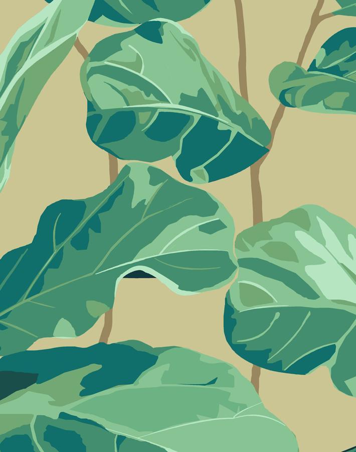 Nathan Turner Fiddle Leaf Fig Wallpaper with Bamboo Design - Perfect for Living Room, Bedroom & Home Decor
