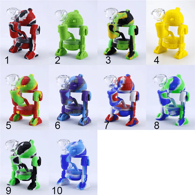 Robot-Shaped Silicone Bong with Glass Bowl - Durable Water Pipe for Smooth Smoking - Perfect for Home Use, Parties & Relaxation