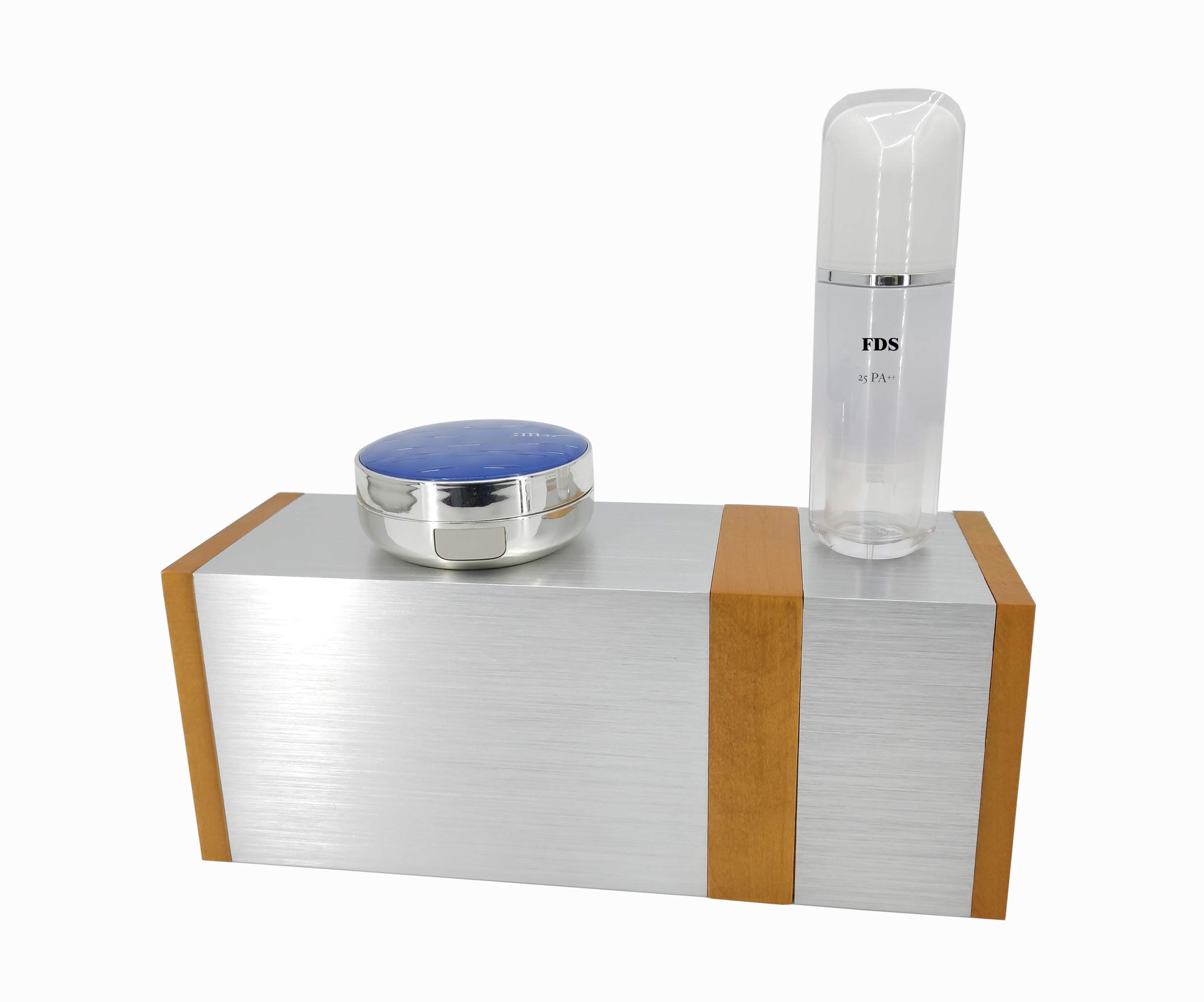 FixtureDisplays® Wood & Aluminum Riser Stand - 3-Tier Display Pedestal for Centerpieces, Flower Vases, and Decor (21417-5+3-2D) - Perfect for Weddings, Home Decor, and Retail Displays