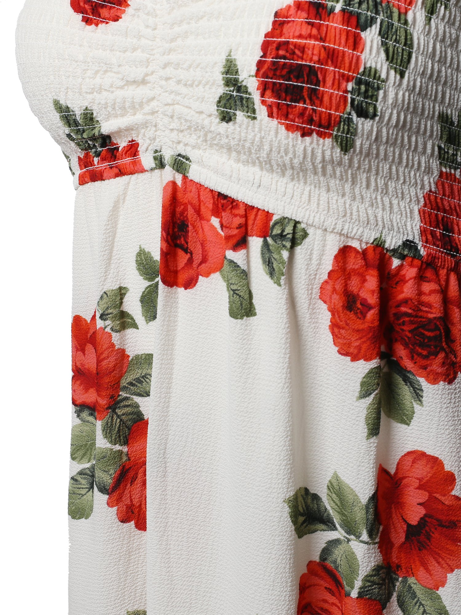 Emma Women's Floral Crepe Smocked Maxi Dress with Ruffled Straps - Elegant Rose Print Long Dress for Weddings, Parties & Summer Vacations