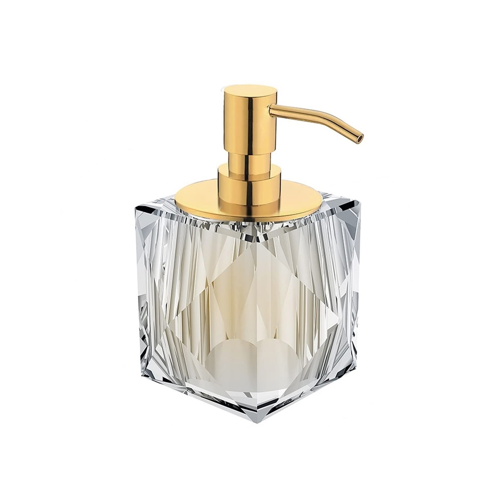 Premium 250ml Crystal Glass Soap Dispenser with Gold Electroplated Pump - Elegant Foaming Hand Sanitizer Dispenser for Bathroom, Kitchen & Home Decor - Square Design Luxury Lotion Bottle for Modern Living Spaces