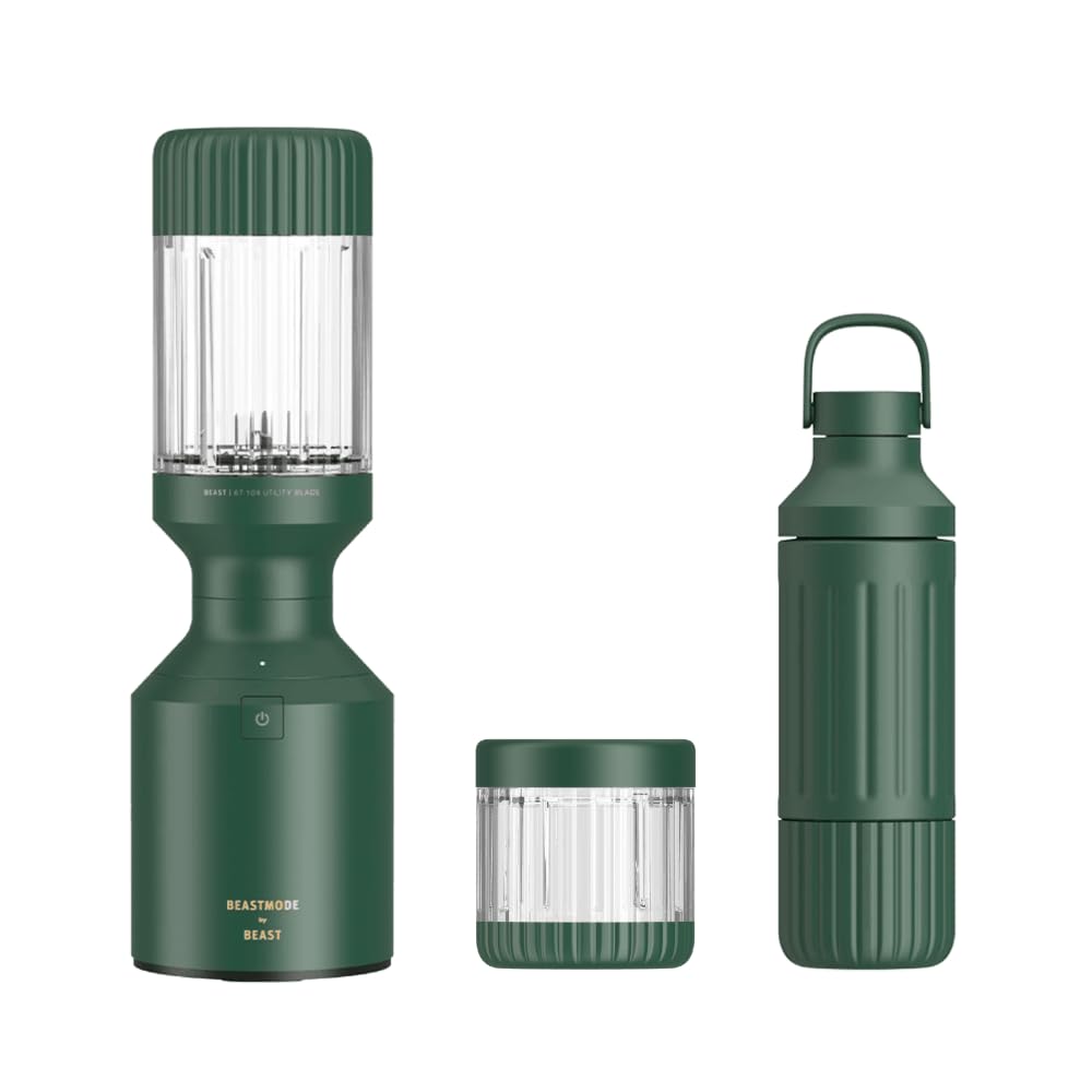 Beastmode High-Speed Blender by Beast Health x Marshawn Lynch - 1200W Professional Smoothie & Protein Shake Maker with Stainless Steel Travel Bottle & Straw (Forest Green) - Perfect for Gym, Home Kitchen & Healthy Lifestyle