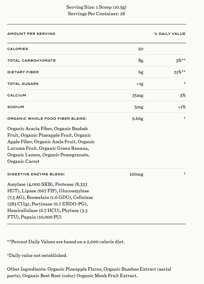 Sakara Life Fiber Super Powder - Organic Plant-Based Fiber Supplement for Digestive Health & Weight Management | Perfect for Smoothies, Juices & Daily Wellness Routine
