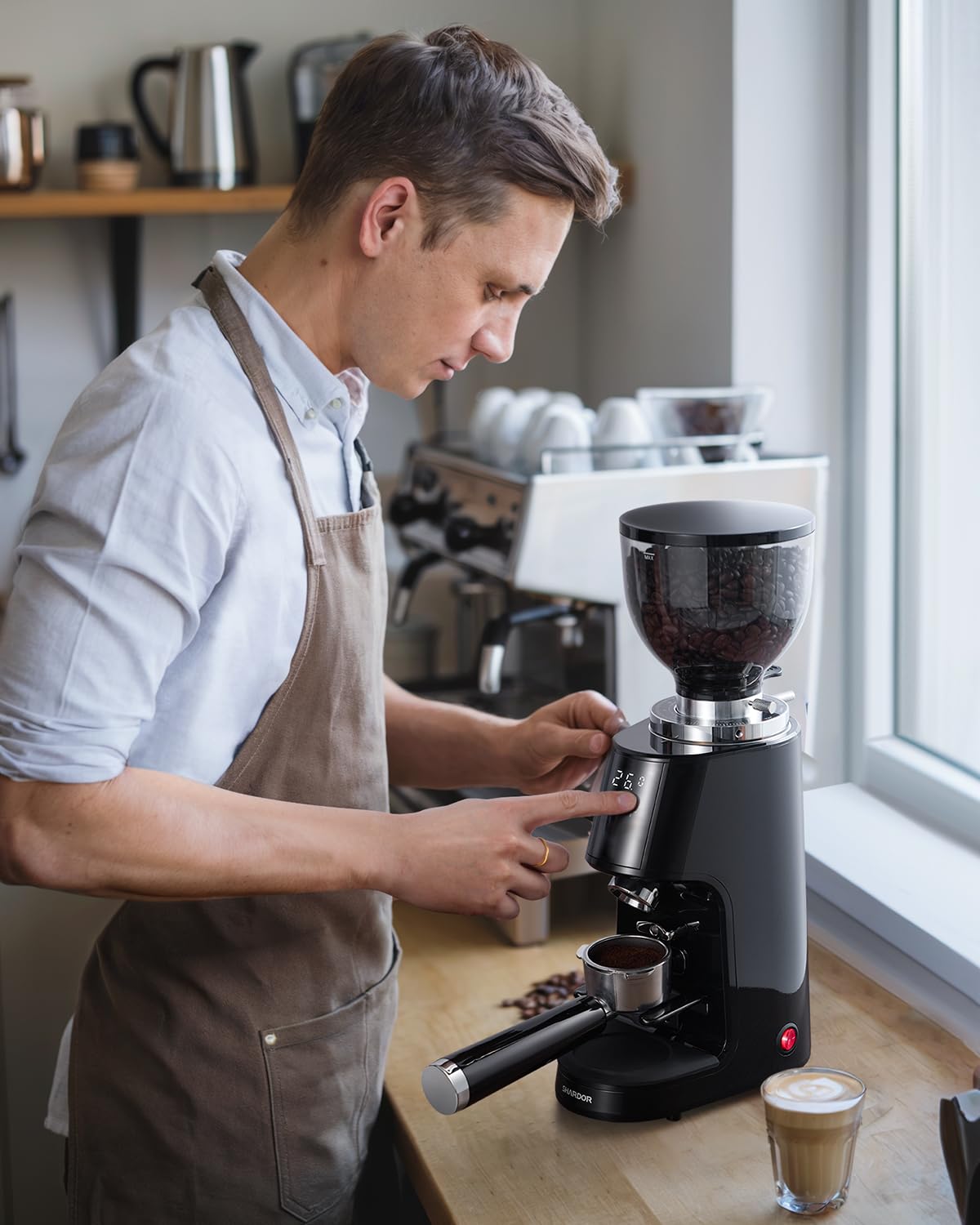 SHARDOR Professional 64mm Burr Coffee Grinder - 100 Precise Grind Settings, All-Metal Chamber, Adjustable Electronic Timer & LED Display - Anti-Static Design for Espresso, French Press, Cold Brew & Pour Over Coffee - Perfect for Home Baristas & Coffee Enthusiasts (Black)