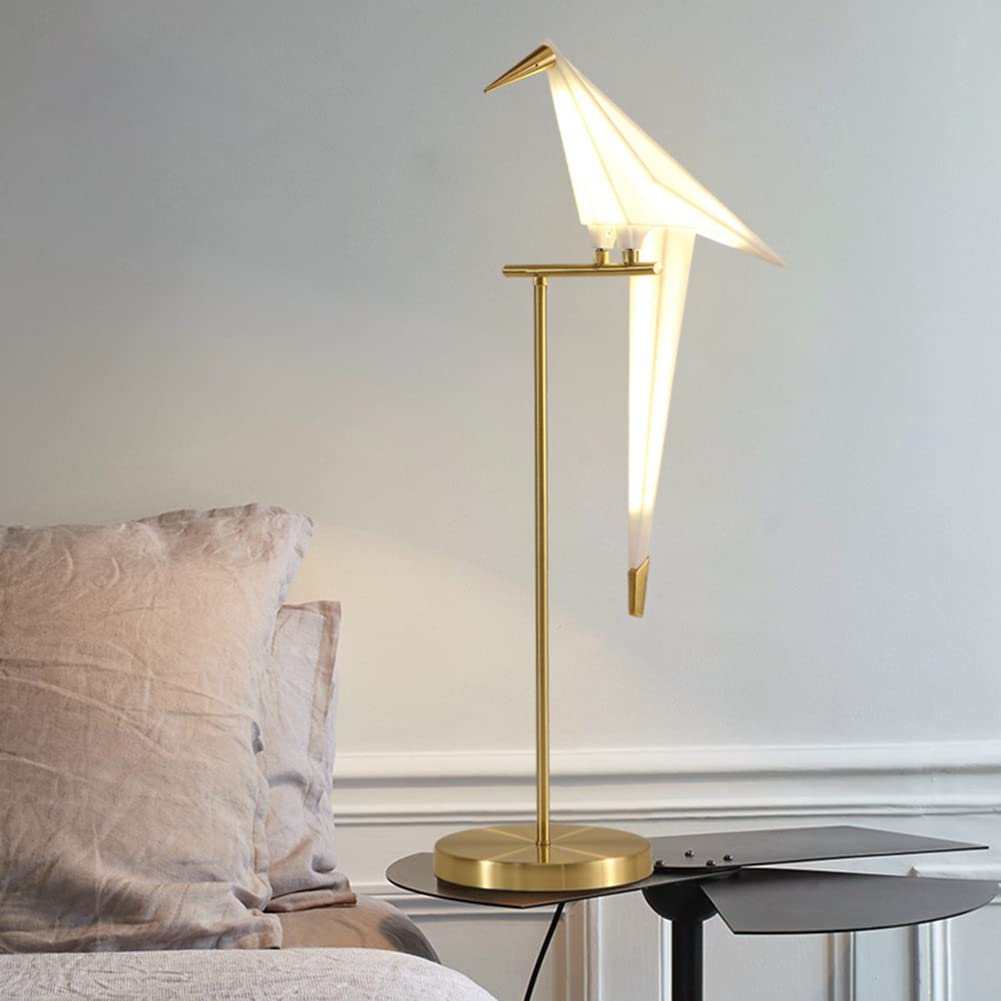 28 Inch LED Table Lamp - Modern Gold Metal Bird Light Fixture for Living Room, Bedroom & Office - Stylish Ambient Lighting for Reading, Working & Home Decor